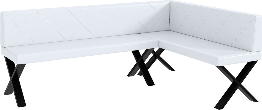 MEBLINI Eckbank für Esszimmer - Küchenbank - Essecke - Sitzecke Küche - ERIC - X-Beine 142x196x87cm Rechts - Weiß Kunstleder