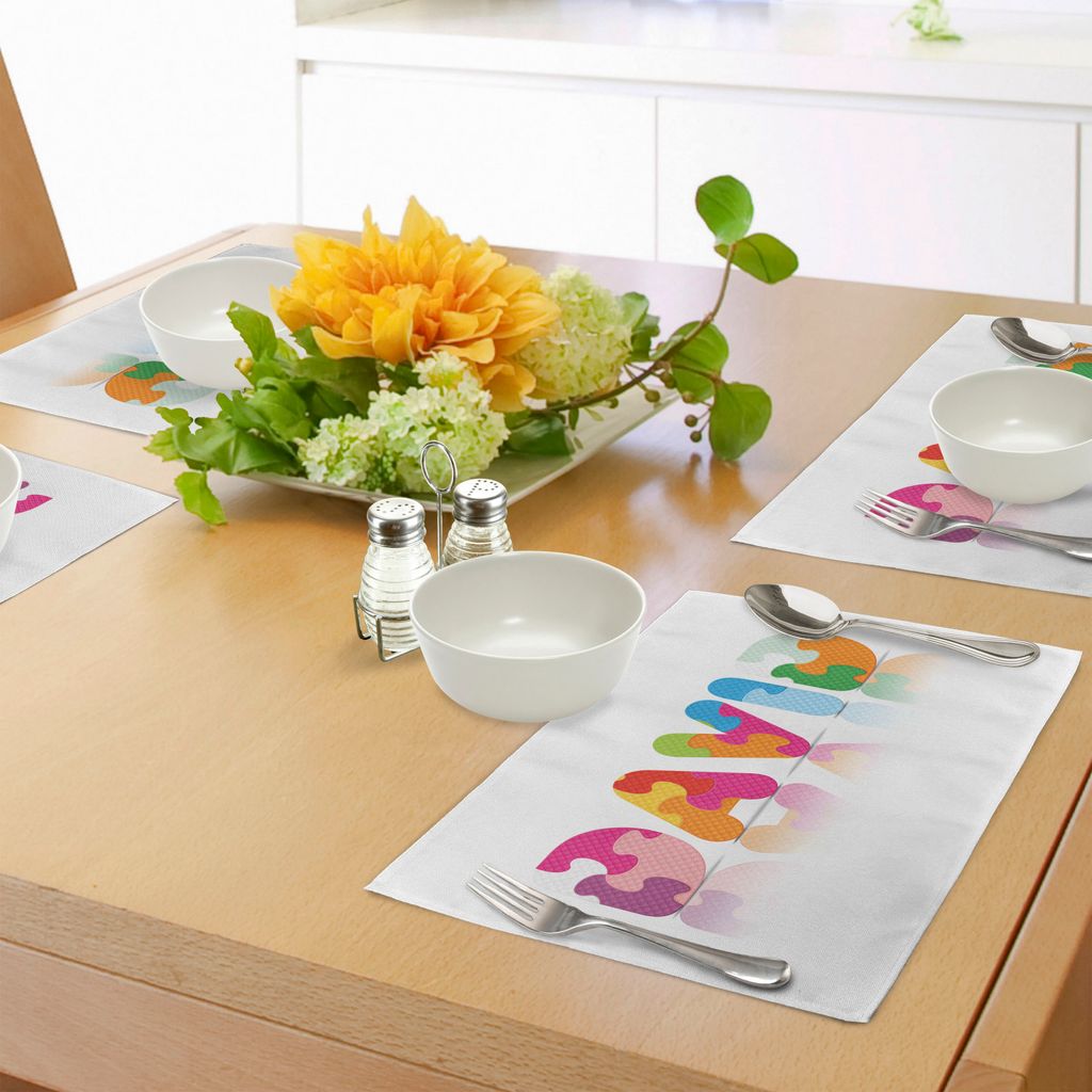 ABAKUHAUS David Platzmatten, Ancestral männlicher Name mit religiösen Konnotationen und bunten Puzzle Style Letters, Tiscjdeco aus Farbfesten Sto...