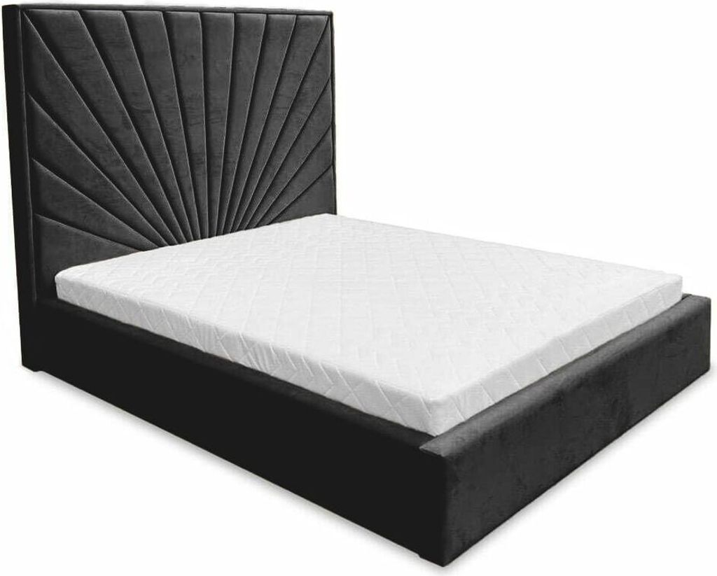 Ares Meble Polsterbett mit Kopfteil DUBAI - Samt Bett mit Schubladen - Bettgestell mit Bettkopfteil - Schlafzimmer Möbel - 160x200 cm - Schwarz