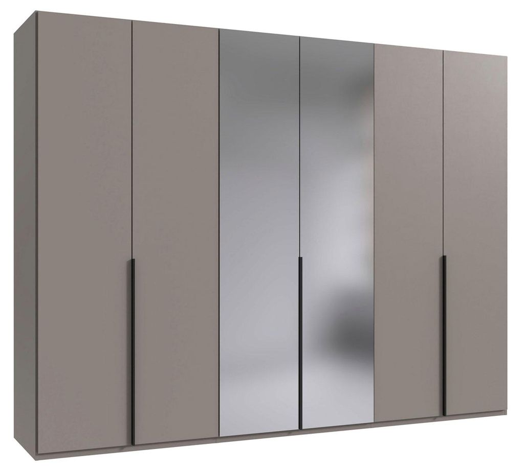 Drehtürenschrank Mugano Kleiderschrank 270x58x208cm Saharagrau mit Spiegel (18942)