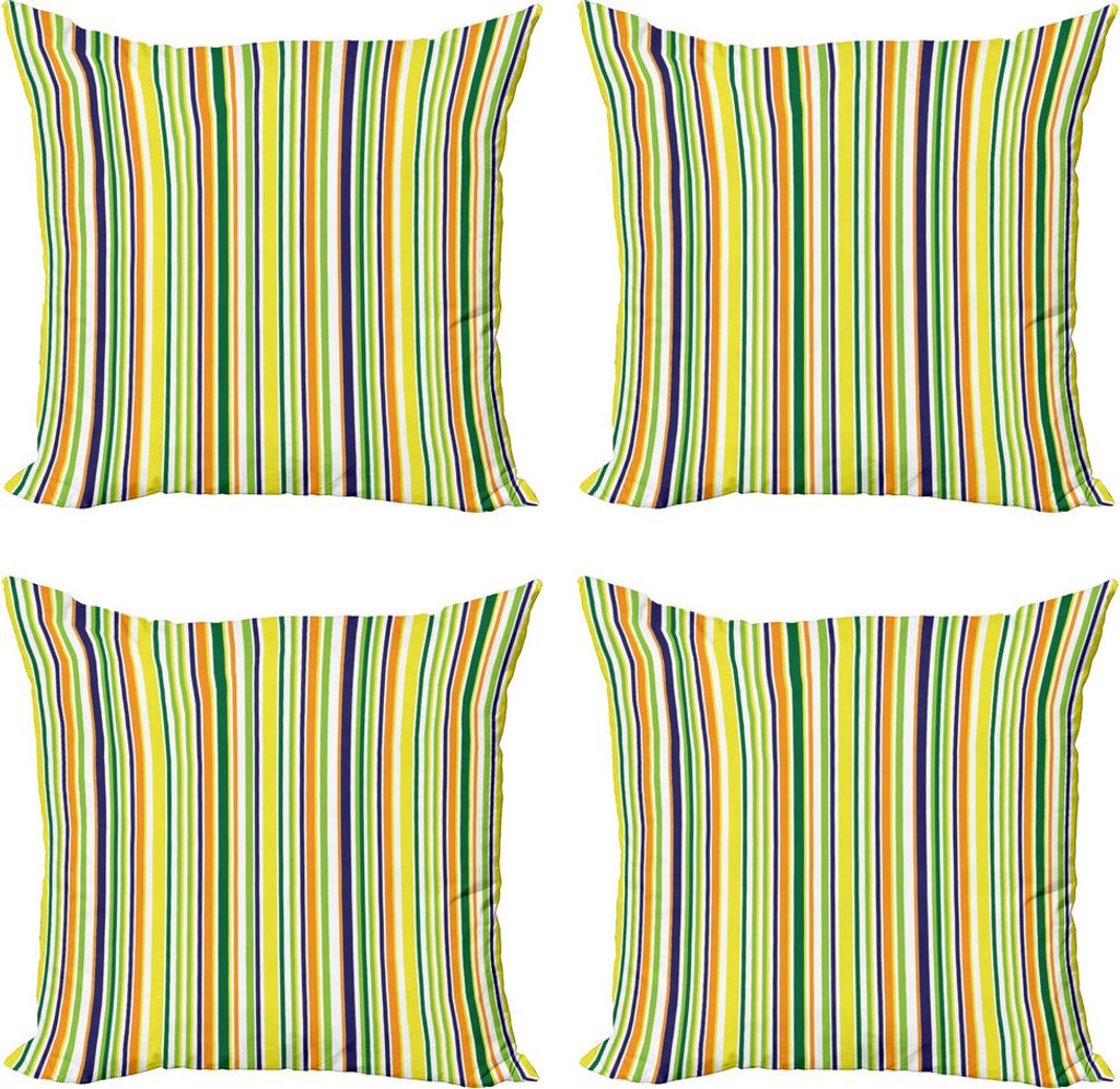 ABAKUHAUS Gestreift Kissenbezug Set (4 Stück), Leuchtende Linien Muster, Moderner Doppelseitiger Digitaldruck, 45 cm x 45 cm, Mehrfarbig