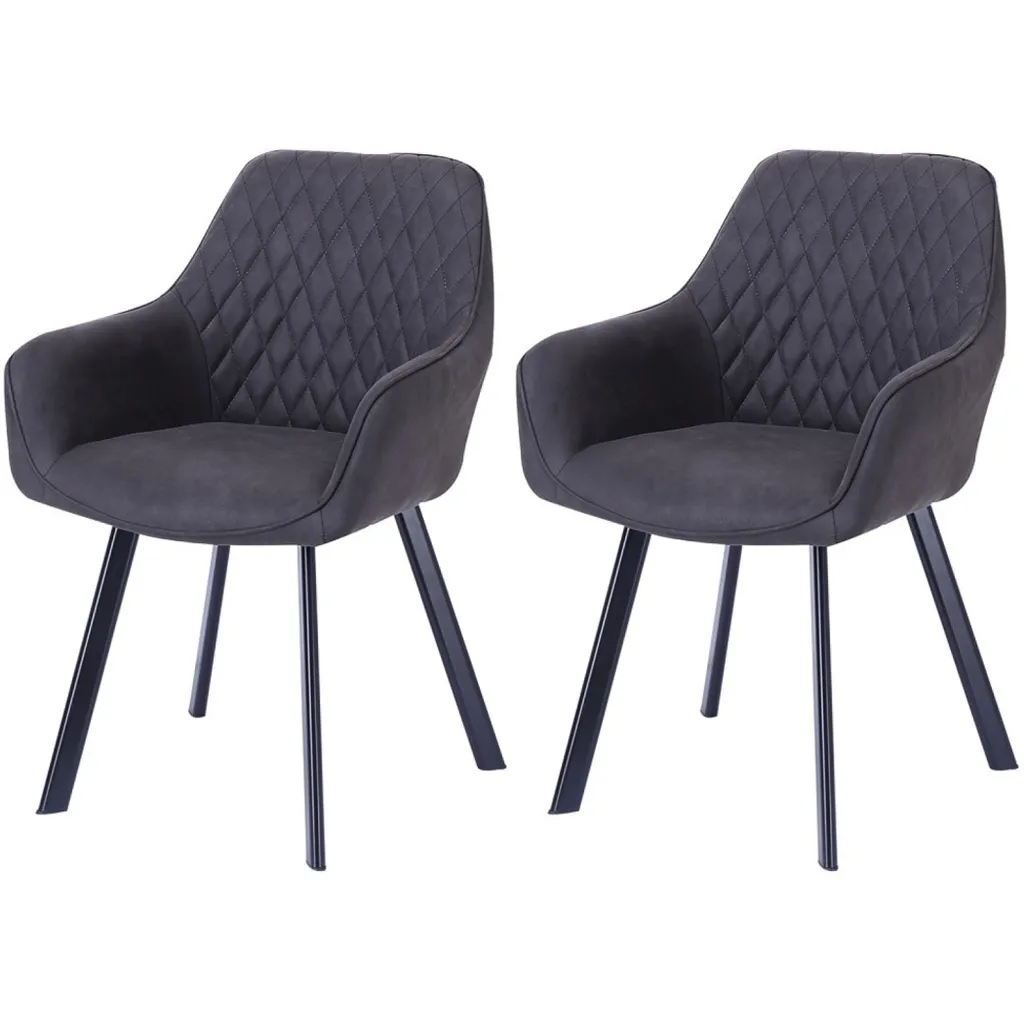 Chaise de salle à manger pour table moderne ORTEGIA Gris Anthracite x2