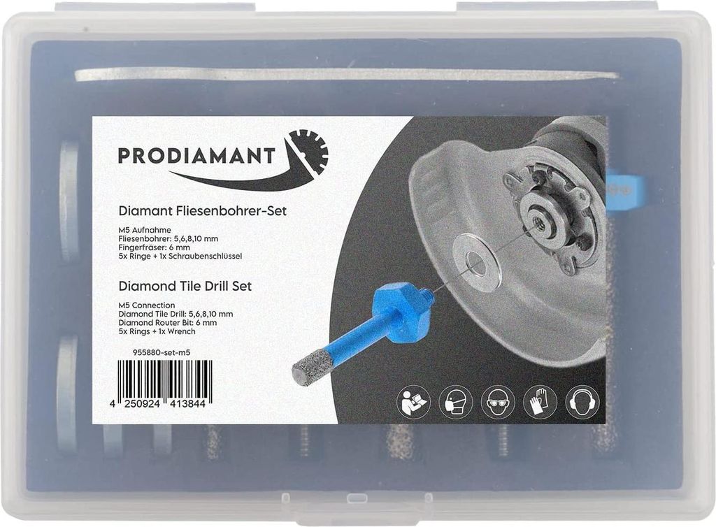 PRODIAMANT Fliesenbohrer Set 5tlg ø 5-10mm für 75mm (76mm) Produktbild 