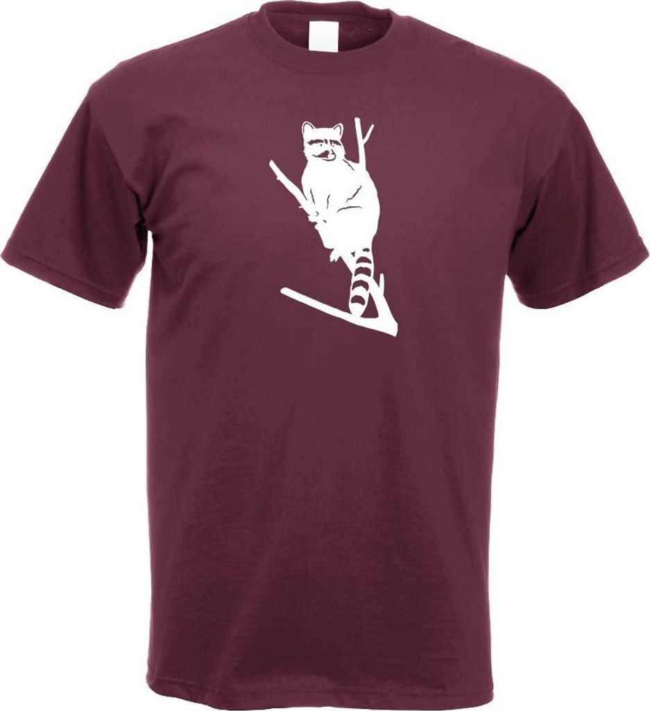 Kiwistar - T-Shirt - Burgund - Waschbär Motiv 1 - Pelz Herren Funshirt Bedruckt Design Sprüche Spruch Motive - mit Motiv Bedruckt - Funshirt Desi...