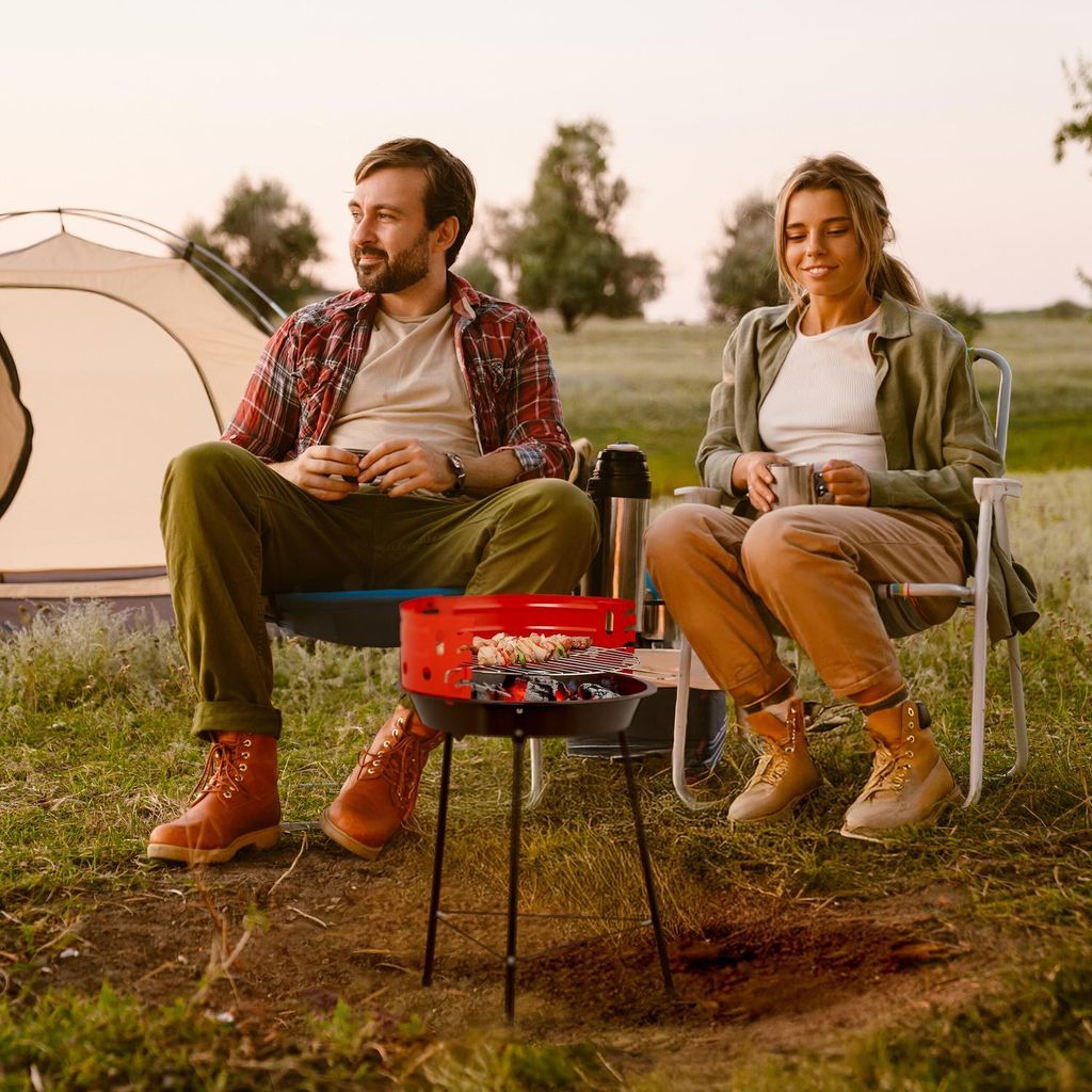 Holzkohlegrill mit Ständer und Windschutz, 37 cm