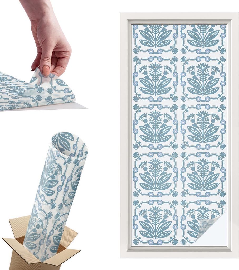 Buntglasfolie für Fenster – 116x50 cm – Stained-Glass-Fensterfolie, dekorativ & blickdicht – Selbstklebende Glasdekorfolie im Buntglas-Desig...
