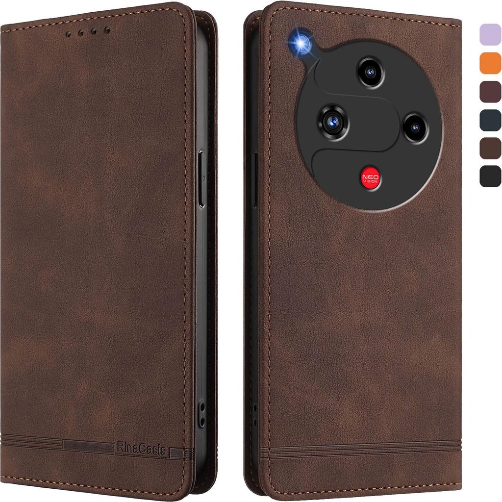 Hülle für ZTE Nubia Focus 2, Retro Kunstleder Ständer Klapphülle mit Kartenfächer und Magnetische Braun