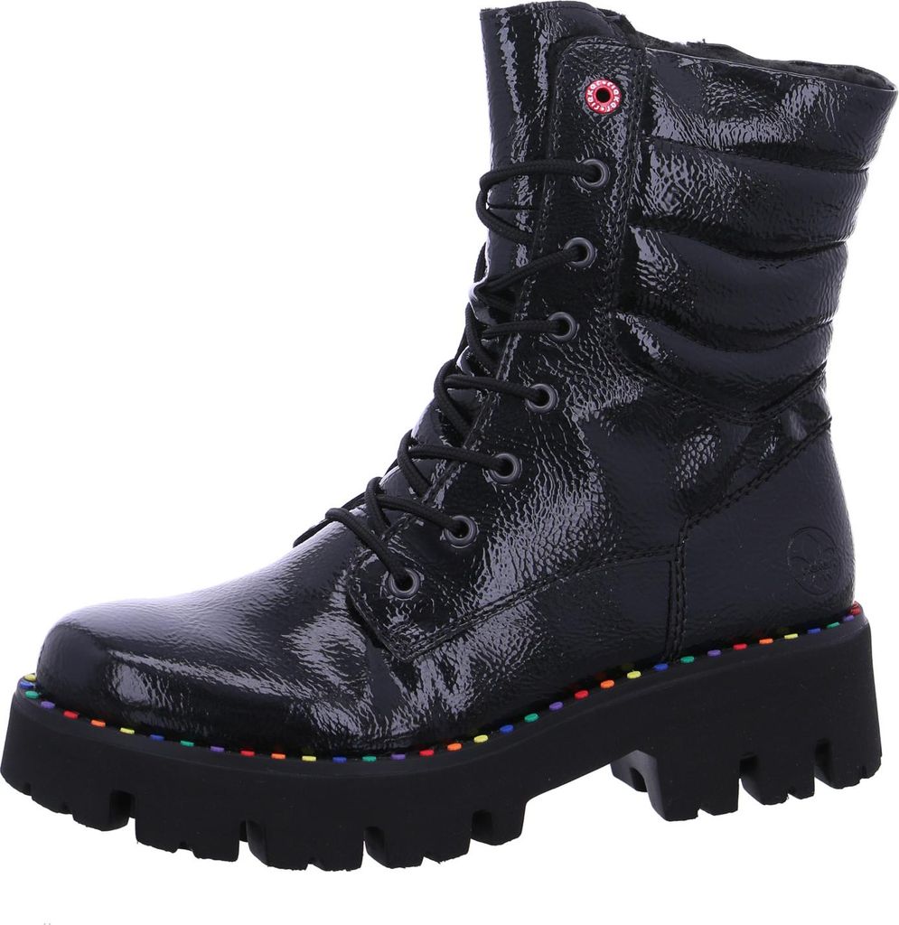 Rieker Damen Stiefelette glänzend mit Konfetti-Sohle und Produktbild 