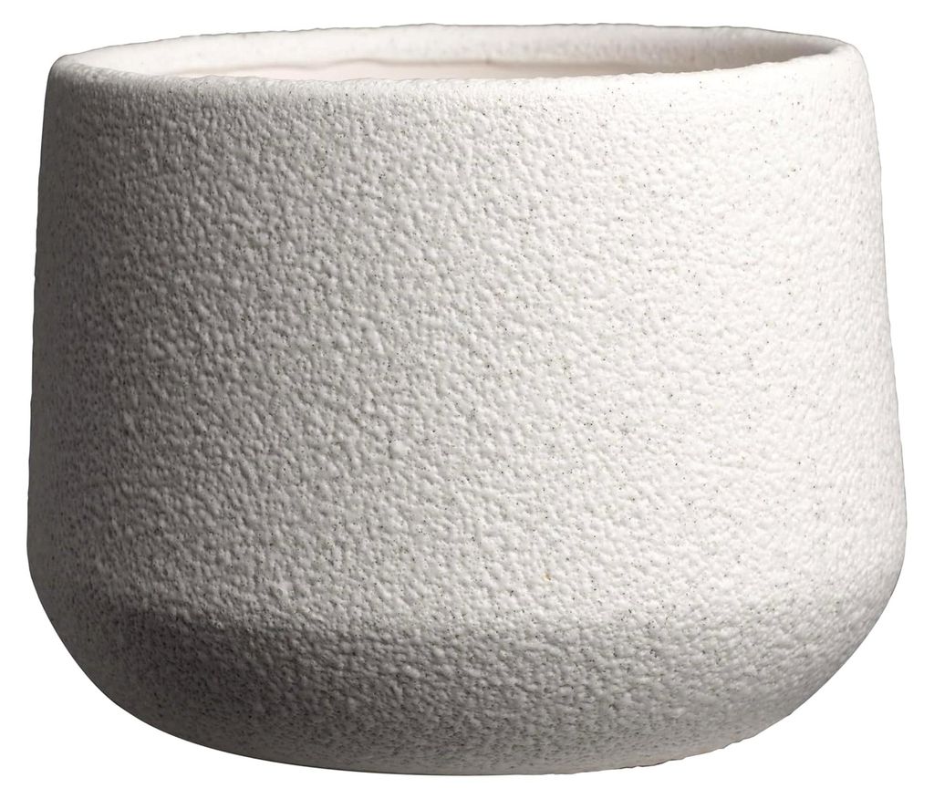 Soendgen Byron Bay, Blumentopf aus Keramik, Farbe: Weiß Lasur, Durchmesser 15 cm, Höhe 12 cm, Volumen 2,495 l