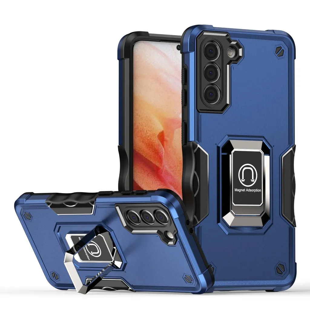 Custodia Rugged Samsung Galaxy S22 Smartphonica Blu con Anello