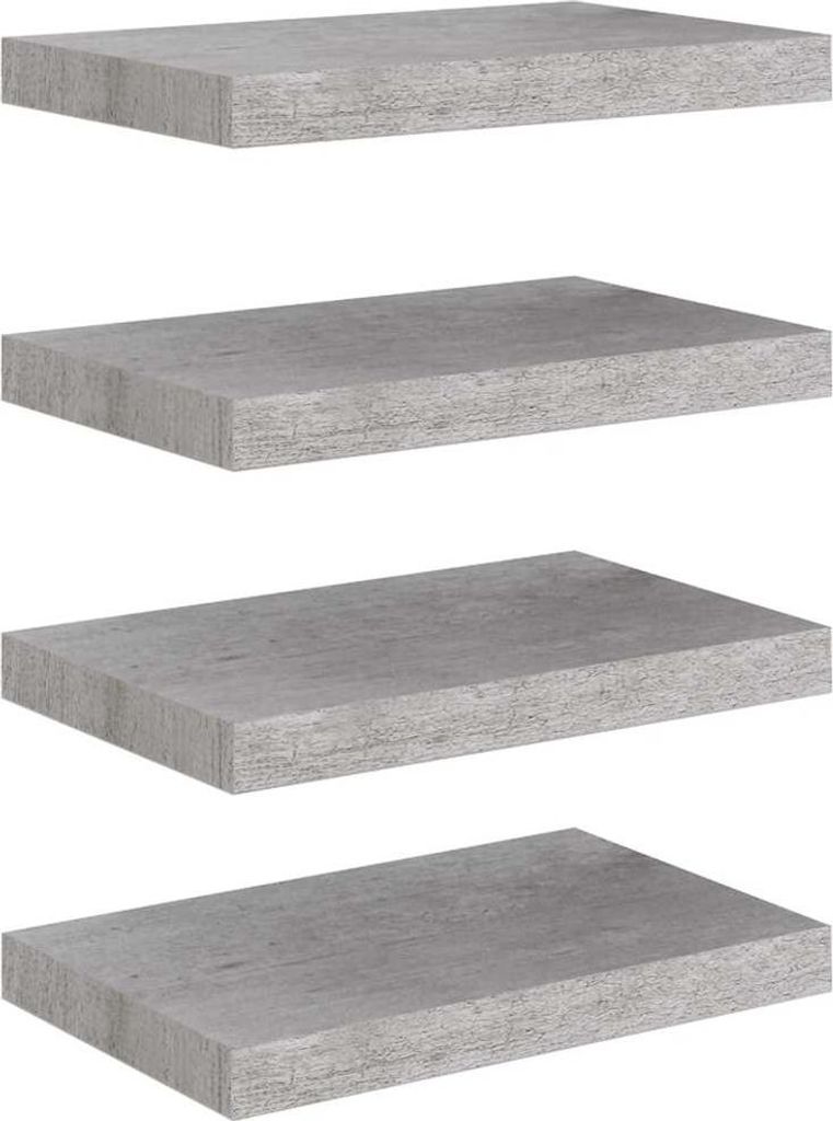 vidaXL Schweberegale 4 Stk. Betongrau 40x23,5x3,8 cm MDF Produktbild 