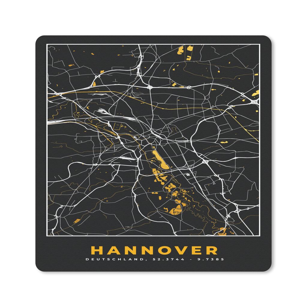 MuchoWow Mauspad Mousepad Hannover - Gold - Stadtplan - Karte - Deutschland 20x20 cm - Mousepads - Maus Mat - Pad - Mausunterlage - Desk Mat - Bu...