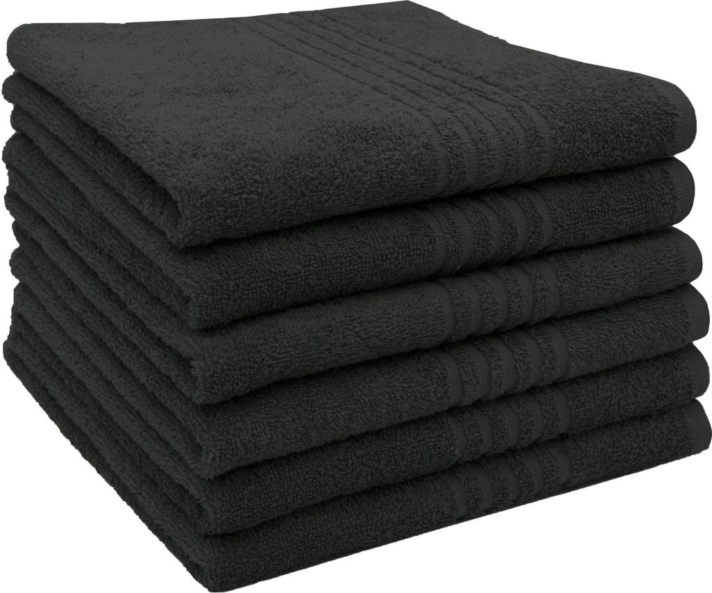 6er Set Handtücher, Baumwolle, 50x70 cm , schwarz Produktbild 