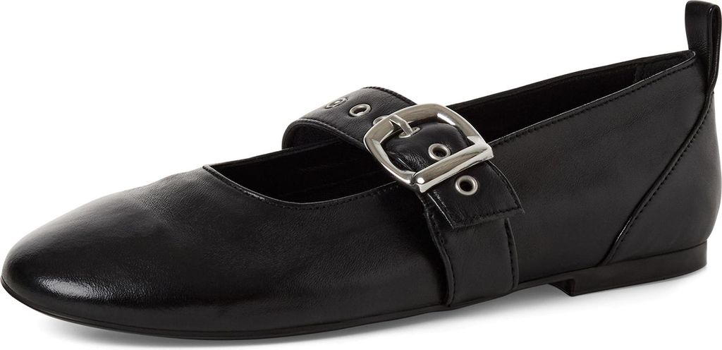 Tamaris Damen Riemchenballerina aus Leder Schnalle und Eyelet Ösen 1-22101-46, Größe:40 EU, Farbe:Schwarz