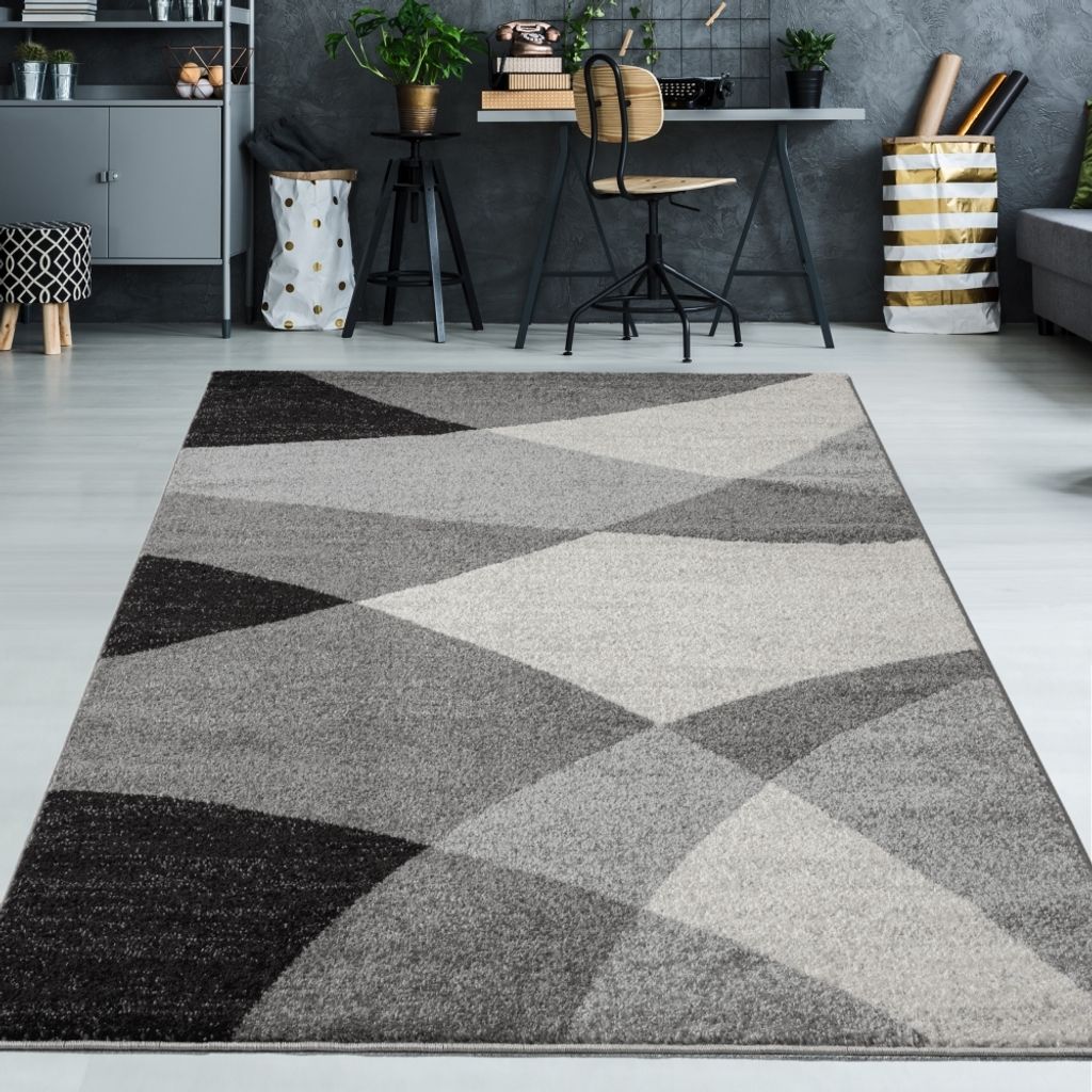Moderner Teppich mit geometrischen Muster creme grau Größe - 240x330 cm