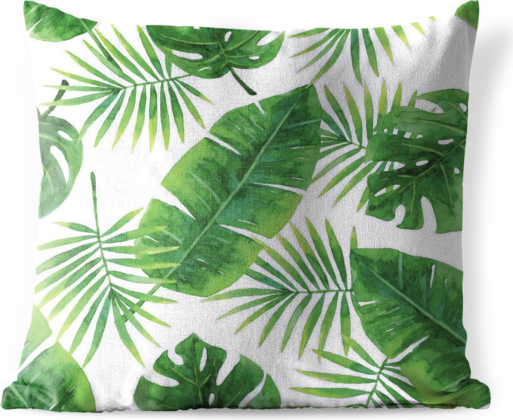 MuchoWow Outdoor Kissen - Tropisch - Blätter - Muster - 60x60 cm - Wetterfest - Lounge Kissen - Dekoration - Schlaf Kissen