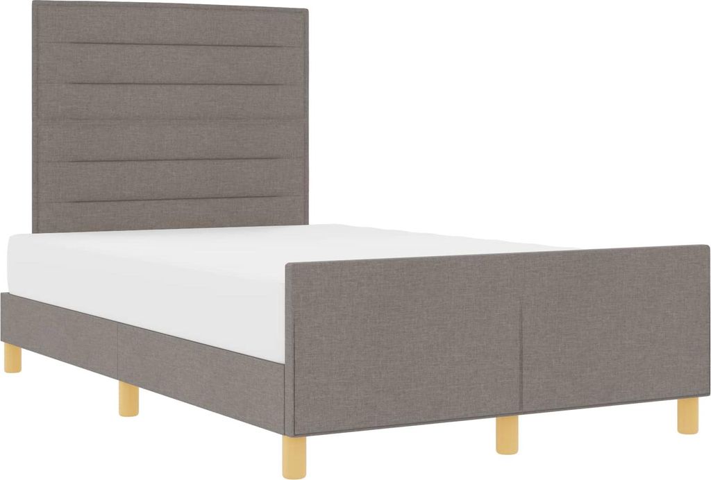 vidaXL Bettgestell mit Kopfteil Taupe 120 x 200 cm Stoff