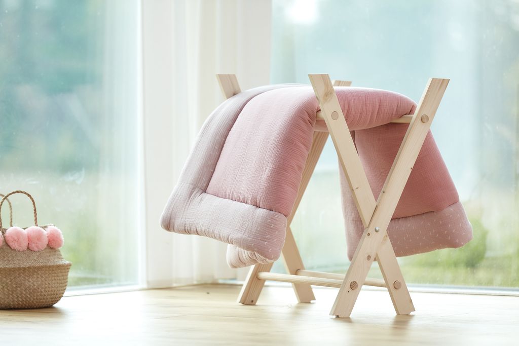 KraftKids Krabbeldecke Musselin rosa 130 cm x 130 cm