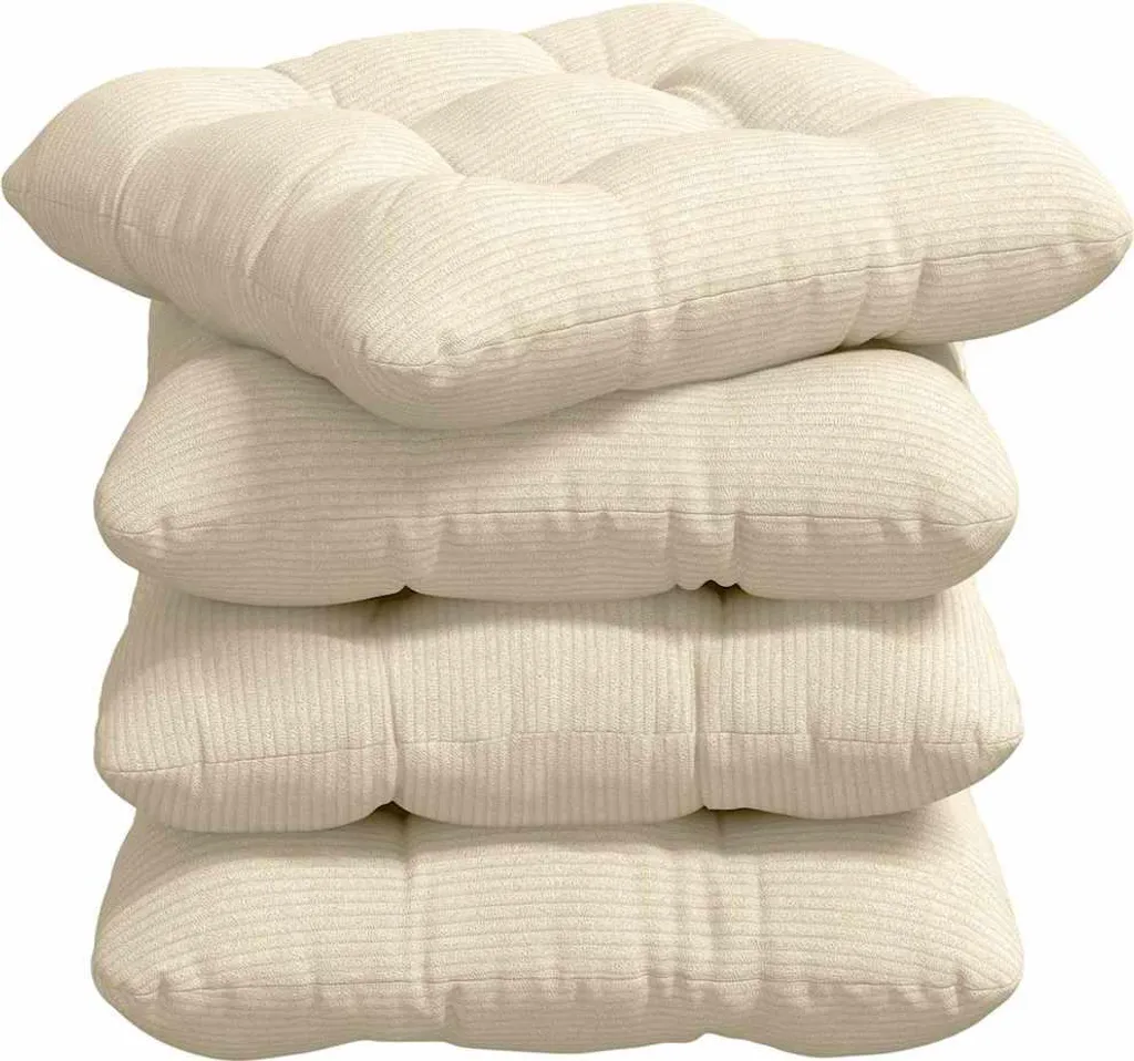vidaXL Coussin de siège 4 pcs crème 40x40 cm en velours côtelé