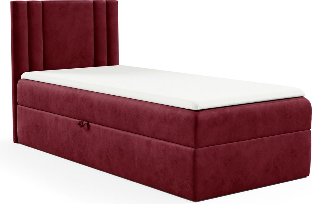 MEBLINI Kinderbett mit Bettkasten - Gepolstert Einzelbett mit Matratze - Polsterbett mit Stauraum - Bett mit Kopfteil - Stauraumbett - CARDI - 90x2...