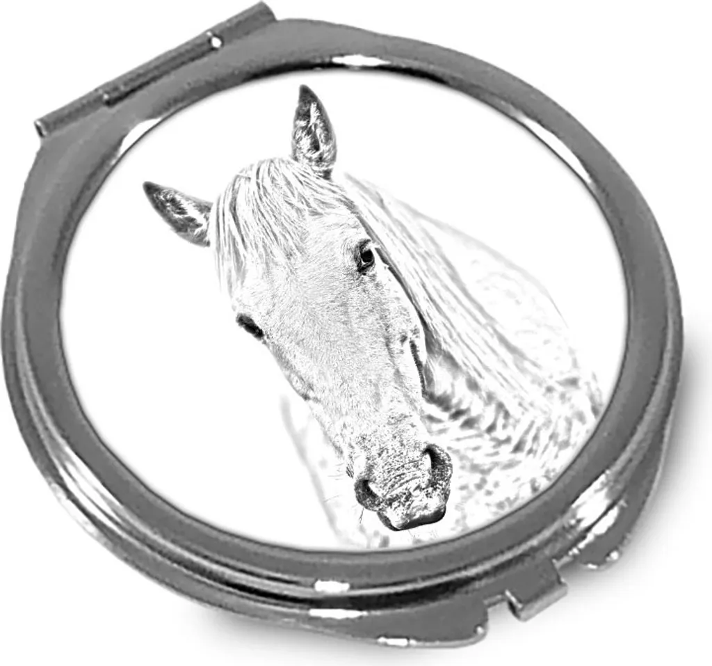 Specchietto Compact Logo Art Dog Personalizzato Cavallo Camargue
