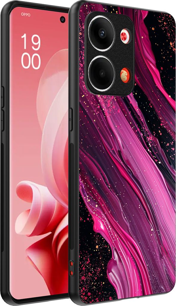 Smartphonica Telefon Fall geeignet für Oppo Reno 9 / 9 Pro mit Marmor-Druck - TPU zurück Abdeckung Fall Marmor-Design - lila rosa