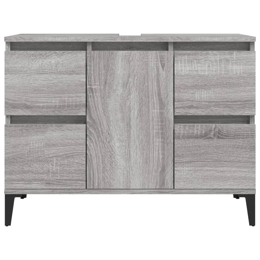 Base Lavabo 80x33x60 cm Grigio Sonoma | Mobile Bagno Robusto - 6