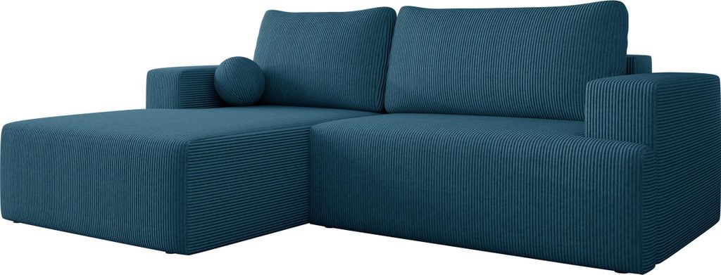 MIRJAN24 Ecksofa Mivo Cord, Wohnzimmmer L-Form mit Schlaffunktion und Bettkasten (Farbe: Poso 05, Seite: Links)