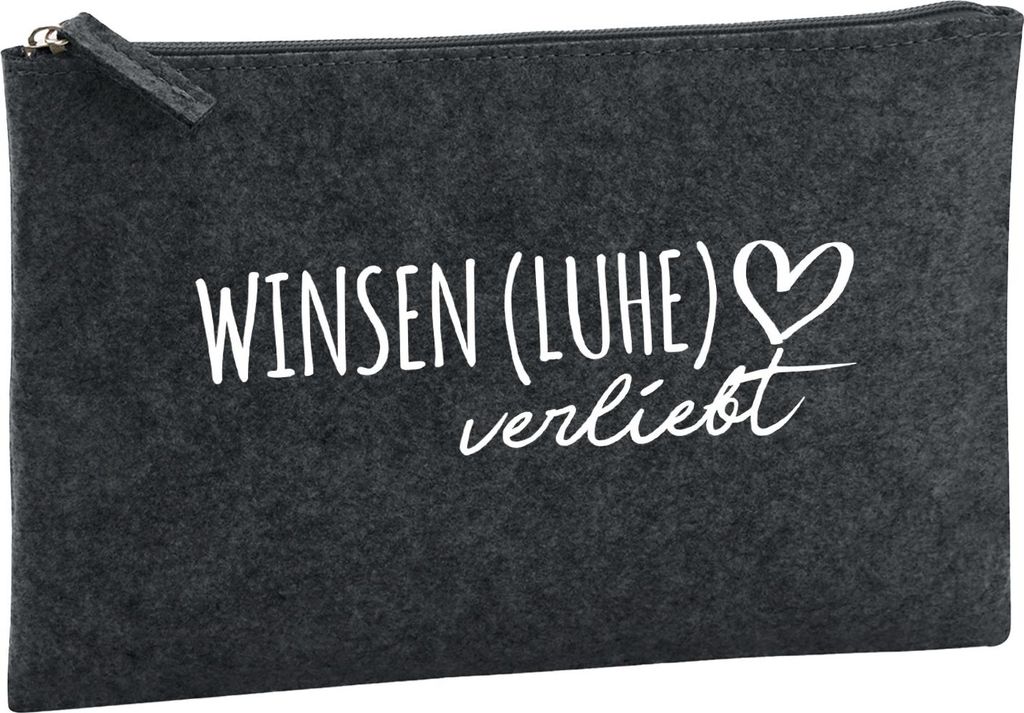 Huuraa Kulturbeutel Winsen (Luhe) verliebt 1 Liter Charcoal Filz Kosmetiktasche Geschenkidee