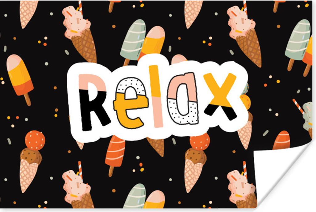 MuchoWow Poster Sommer - Eiscreme - Schwarz 120x80 cm - Bilder