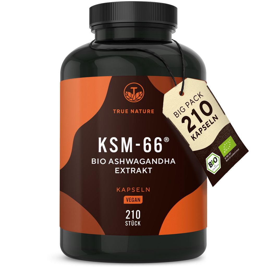 KSM-66 Ashwagandha Kapseln, 210 Kapseln, Indische Schlafbeere, TRUE NATURE
