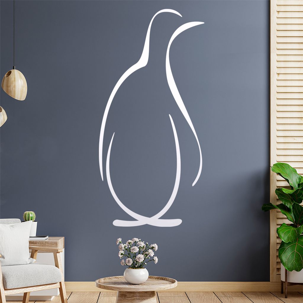 Pinguin Linien Wandtattoo in 6 Größen - Wandaufkleber Wall Sticker - Dekoration, Küche, Wohnzimmer, Schlafzimmer, Badezimmer