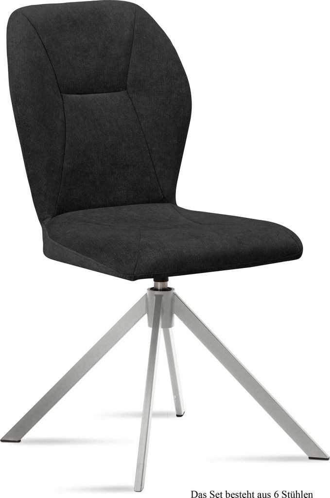 Esszimmerstuhl drehbar (6er-Set) Deandra 51x92x60 Edelstahl/Anthrazit