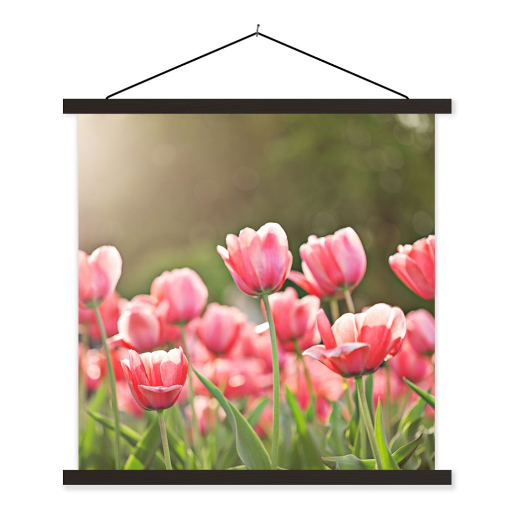 MuchoWow Textilposter Tulpen - Sonne - Frühling 40x40 cm mit schwarzem Rahmen - Fotos