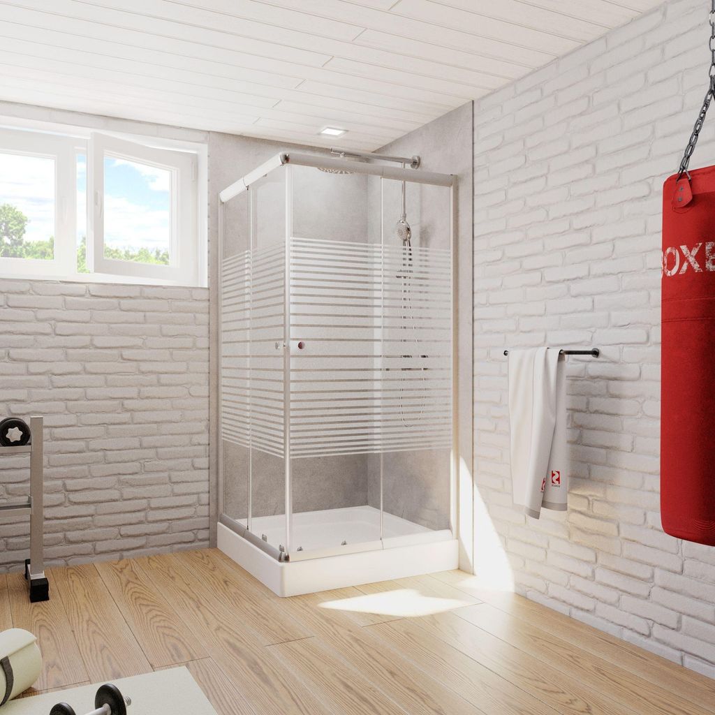 Schulte Eckdusche Sunny, variabler Verstellbereich 75x75 - 90x90 cm, Höhe: 175 cm, 4 mm Sicherheitsglas, Eckeinstieg mit Schiebetüren
