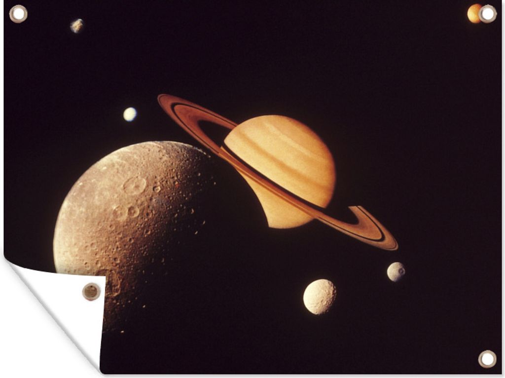 MuchoWow 80x60 cm Outdoor-Poster Gartendeko Sichtschutz Garten Poster für den Garten Saturn im Sonnensystem