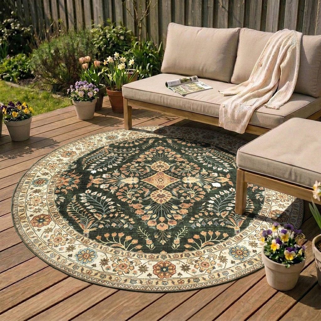 Volero - Okrągły dywan zewnętrzny vintage - Santo Flora Zdjęcie produktu 