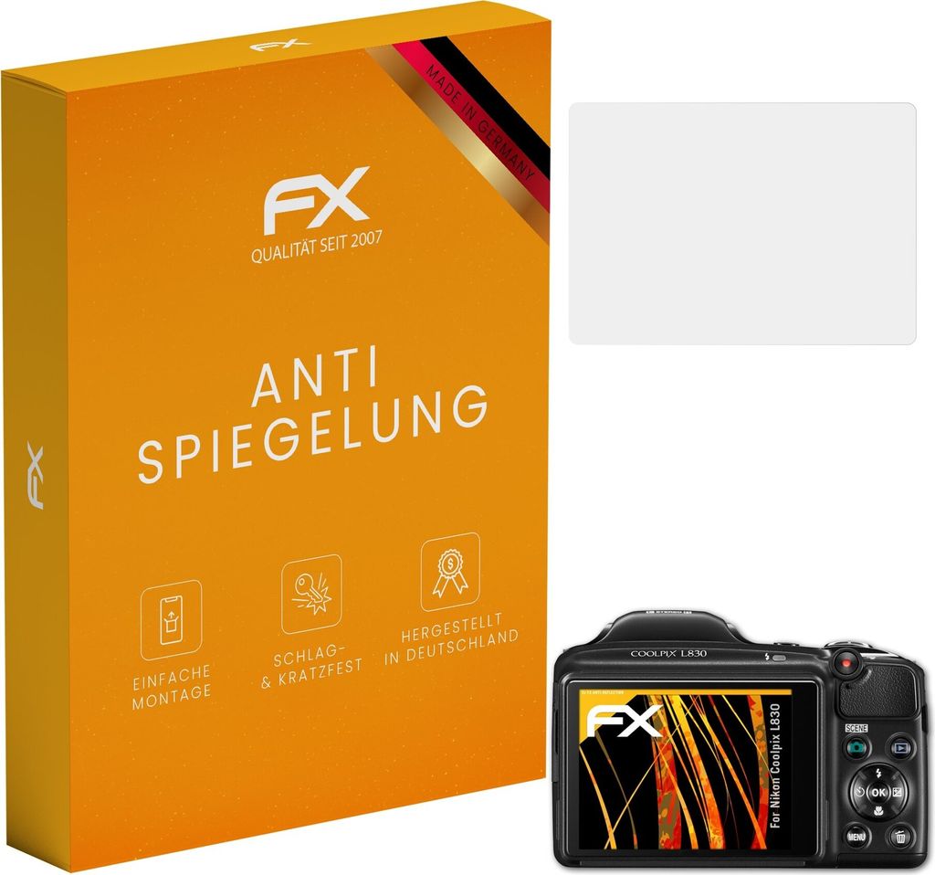 atFoliX FX-Antireflex 3x Schutzfolie kompatibel mit Nikon Coolpix L830 Displayfolie