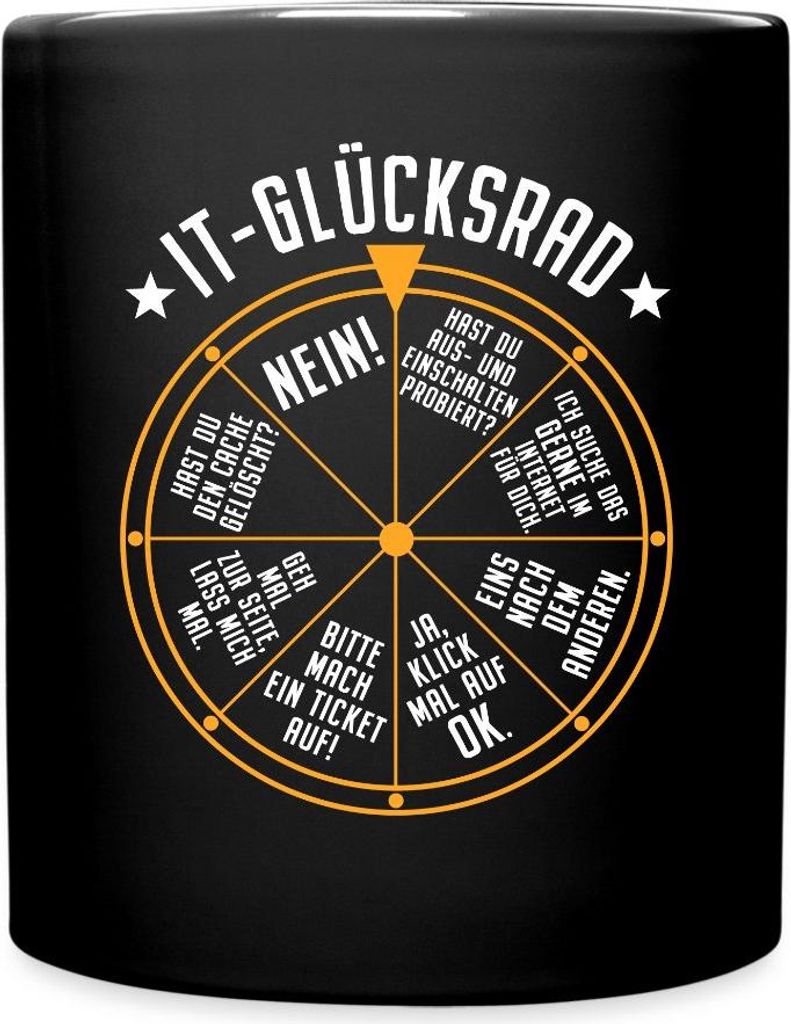 Spreadshirt IT-Glücksrad Für Support Profis Tasse Einfarbig, One size, Schwarz