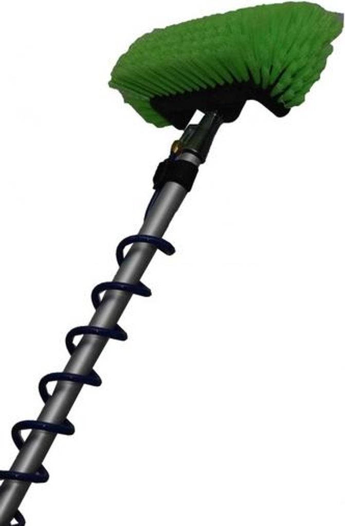 Teleskop-Reinigungsset mit Seifenspender – Fünfseitige Bürste für hartnäckige Verschmutzungen im Garten, Grün