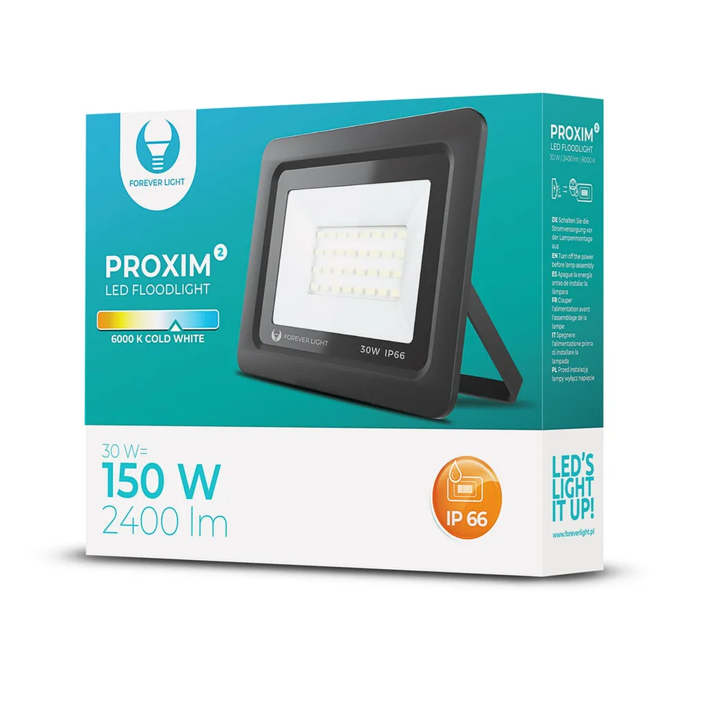 Faretto LED 30W 6000K nero FOREVER IP65 PR2
