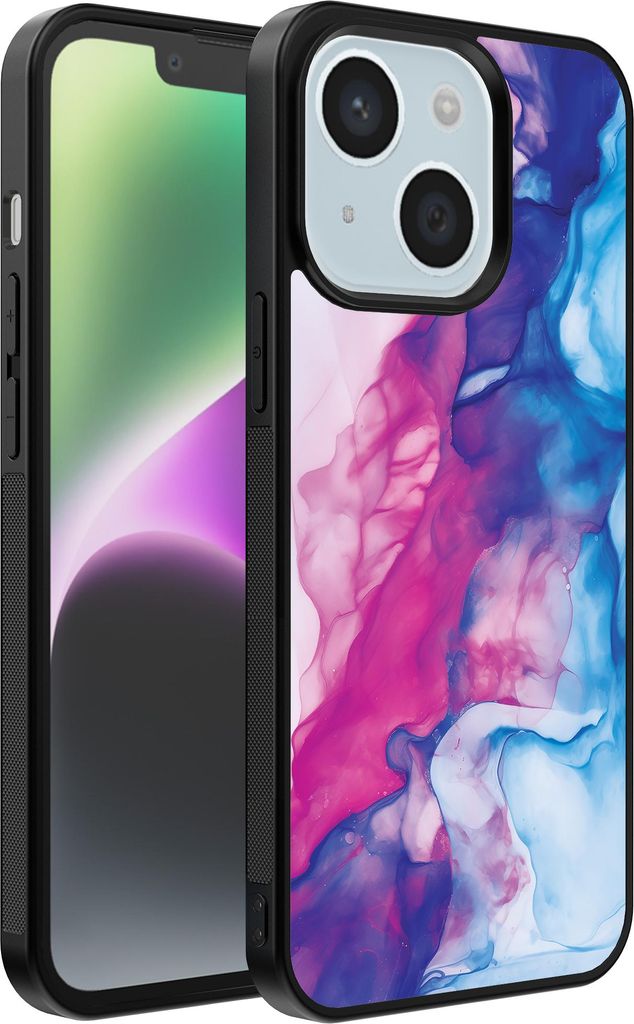 Smartphonica Telefon Fall geeignet für iPhone 14 mit rosa blau Marmor Print - TPU Backcover Fall Rose blau Marmor Design