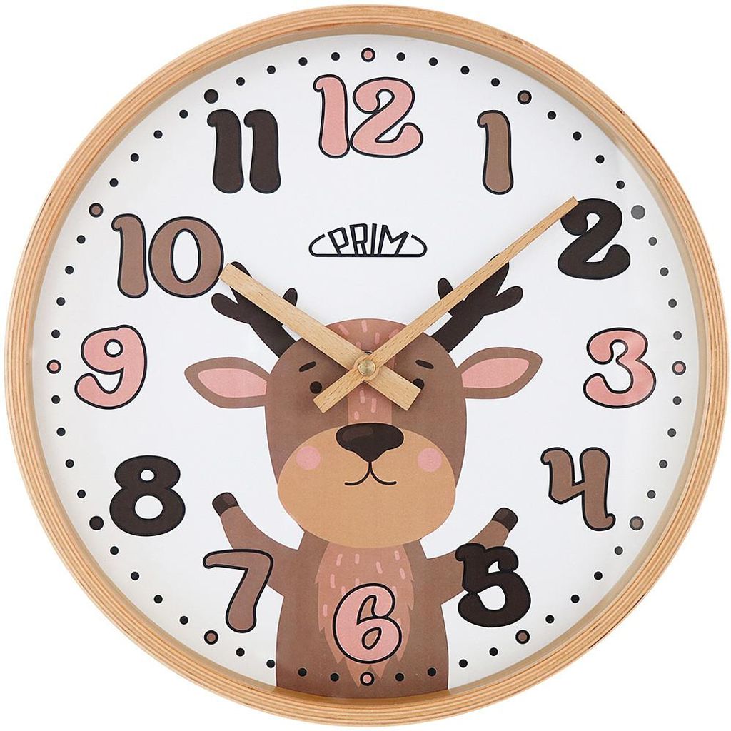 PRIM Kalay Kinderwanduhr Holz lautlos Naturbelassen/Weiß 30 Produktbild 