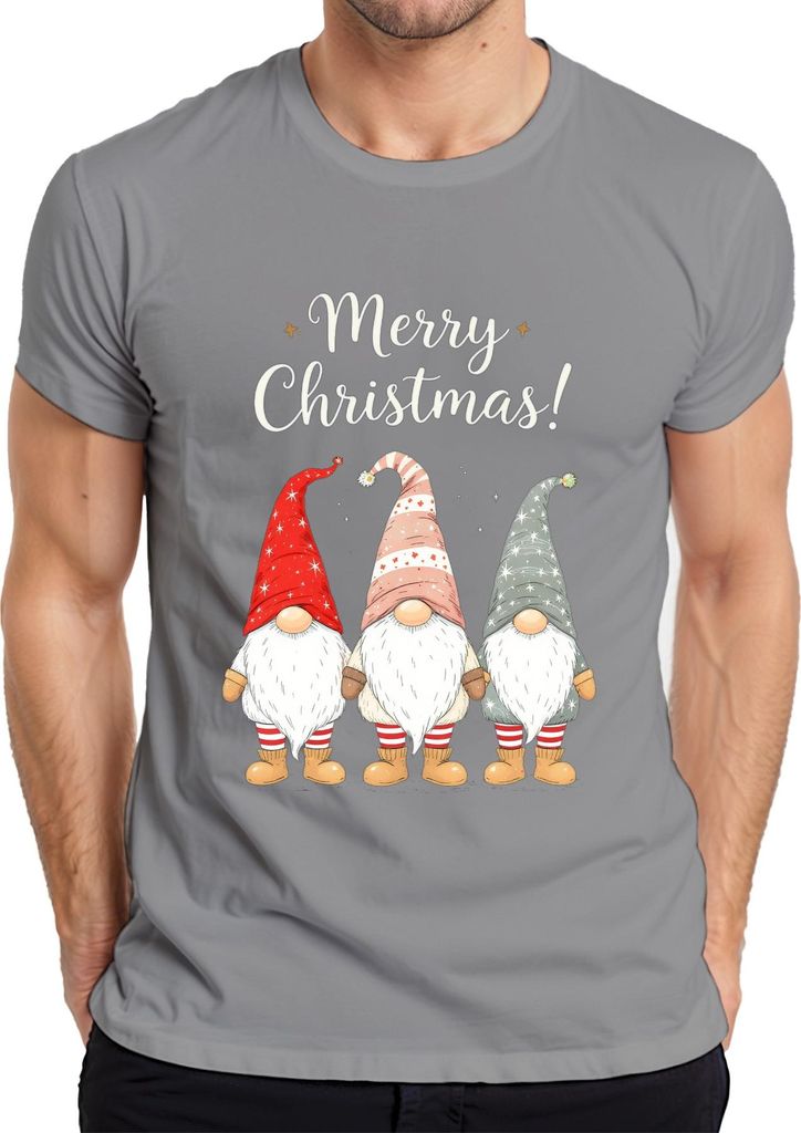Merry Christmas! Weihnachtswichtel Gnome niedlich Weihnachten Herren T-Shirt, Grau, 3XL