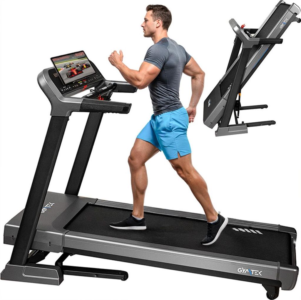 Gymtek Laufband für Zuhause, Walking Pad, Treadmill - bis 160 kg, 22 km/h - Klappbar, 12 Trainingsprogramme, LCD-Display - Fitness, Home Gym