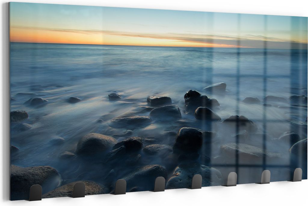DEQORI Kleiderhaken Glas 60x30 cm 'Meeresgeflüster' Wand Garderobe beschreibbar Paneel