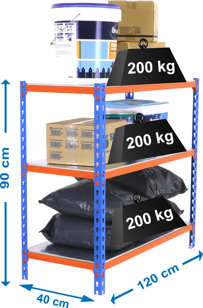 Rayonnage Simonclick Megaplus 900 pour Stockage Atelier et Cave