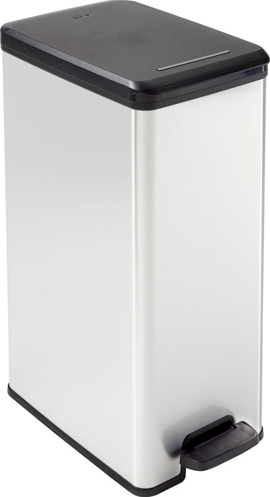 DECO SLIM BIN Abfalleimer 40L mit Fußpedal silber metallic Produktbild 