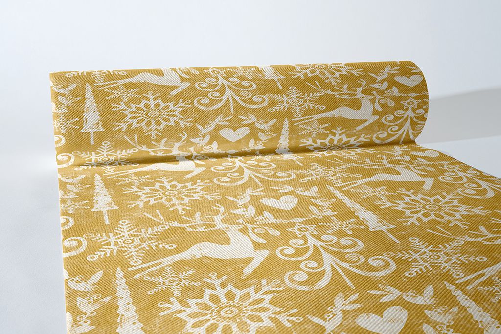 Airlaid Tischläufer Bob in Goldbraun, 40 cm x 24 m , 1 Stück - Mank