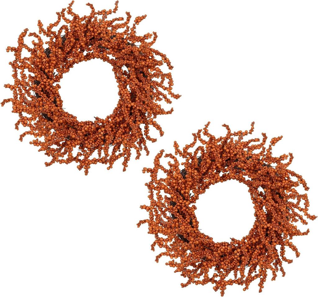 Set aus 2 Roten Künstlichen Weihnachtskränzen Produktbild 